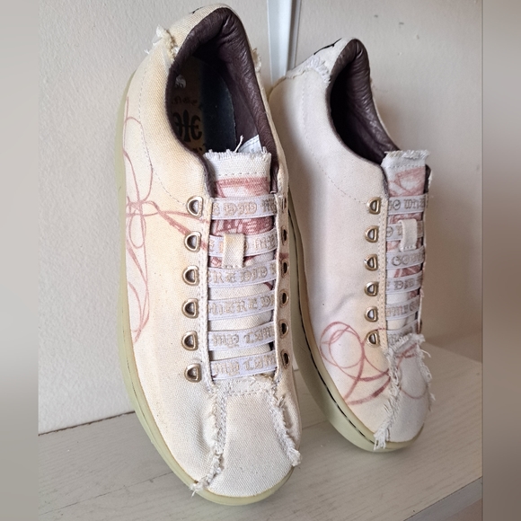 L.A.M.B GWEN STEFANI SNEAKER ROYAL ELASTICS WHITE CANVAS SLIP ON PINK SHOES 9 - Picture 3 of 7